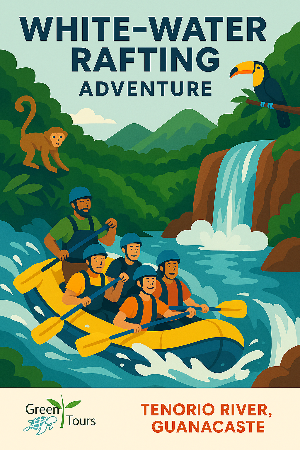 Rafting en aguas bravas en el río Tenorio