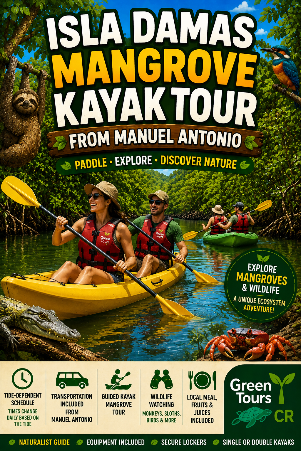 Tour en kayak por los manglares de Isla Damas desde Manuel Antonio