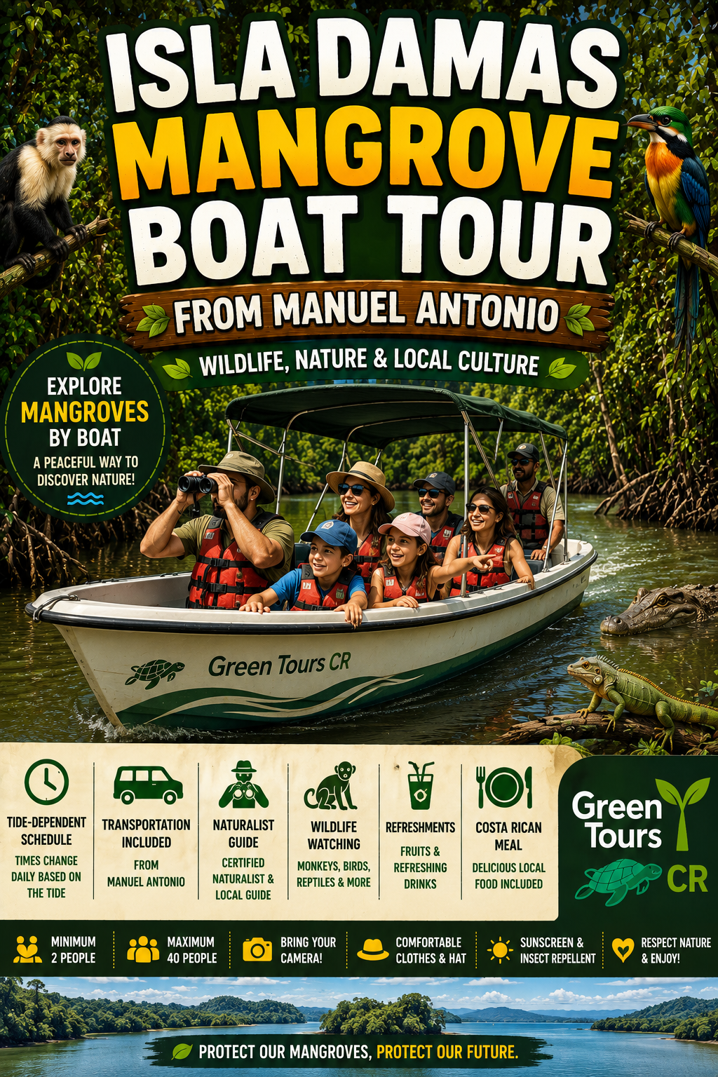 Tour en bote por el manglar de Isla Damas desde Manuel Antonio