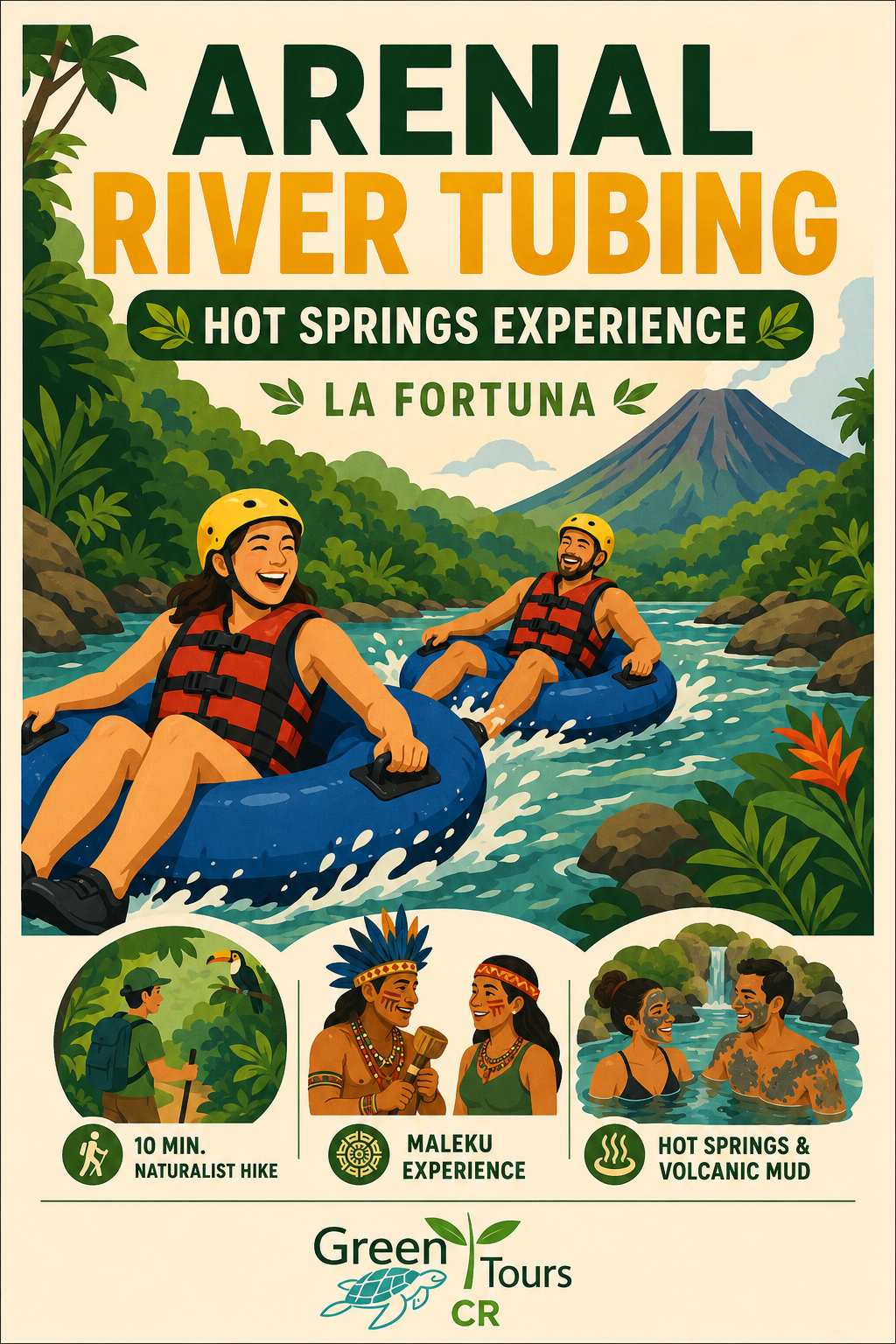 Experiencia de flotación en el río Arenal y aguas termales